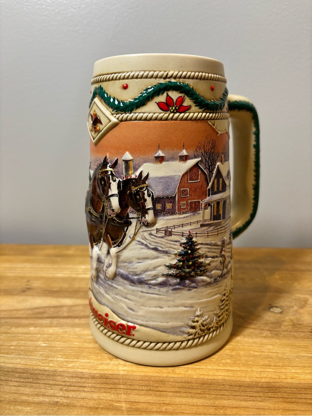 1996 Budweiser holiday beer Stein